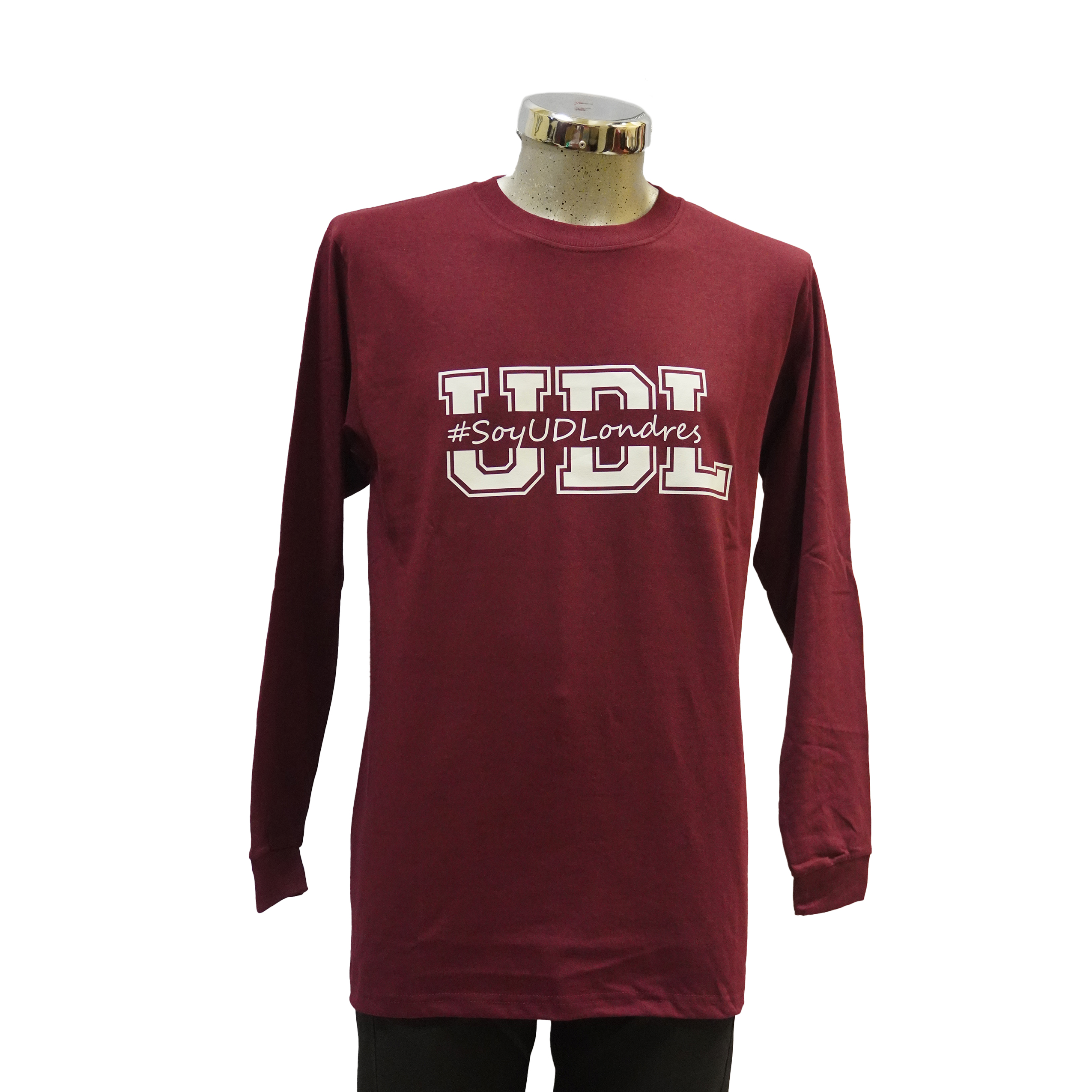 Playera manga larga vino - Logo medio M